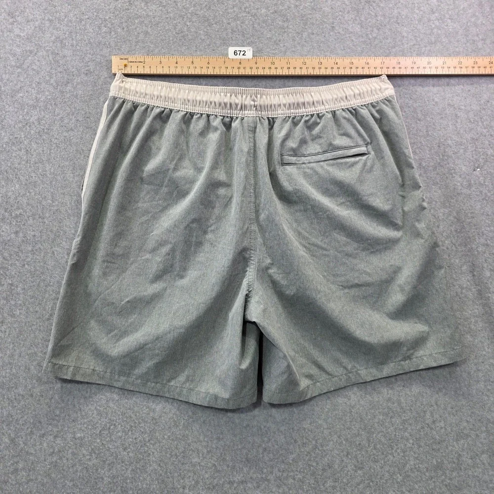 Goodfellow & Co Mens Swim Trunks Gray Striped Board Shorts Size L Large 7in seam